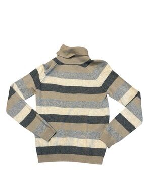 Only mine 2 ply cashmere striped sweater tan gray